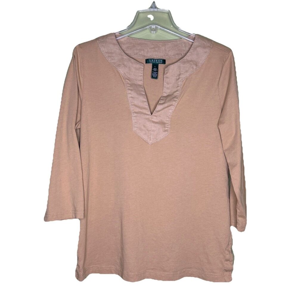 Ralph Lauren  Top size Large womens casual shirt cotton brown casual pullover